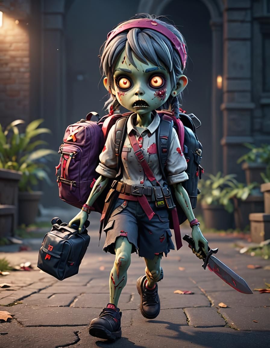 Cute Zombie Girl Video Game Character in Unreal Engine