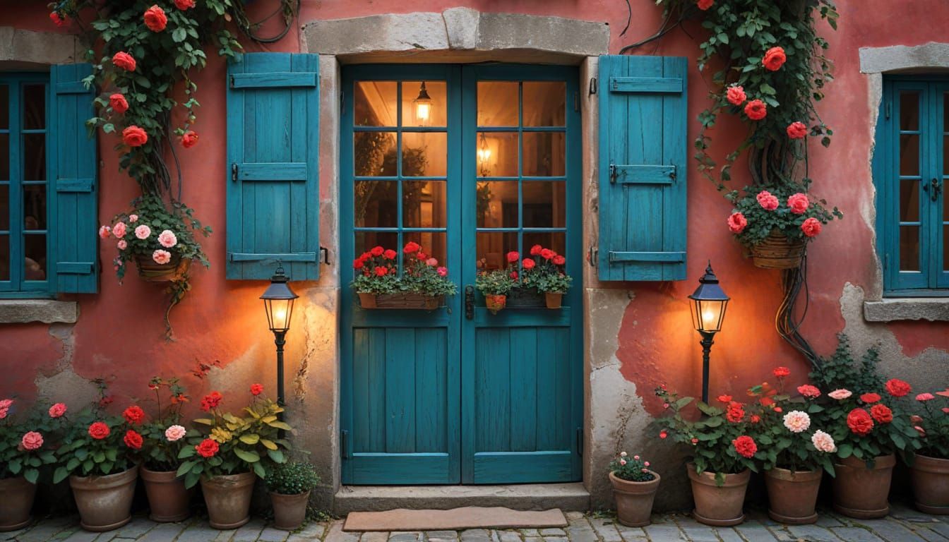 Charming Cottage Under Blue Sky: Hyperrealistic Splash Art