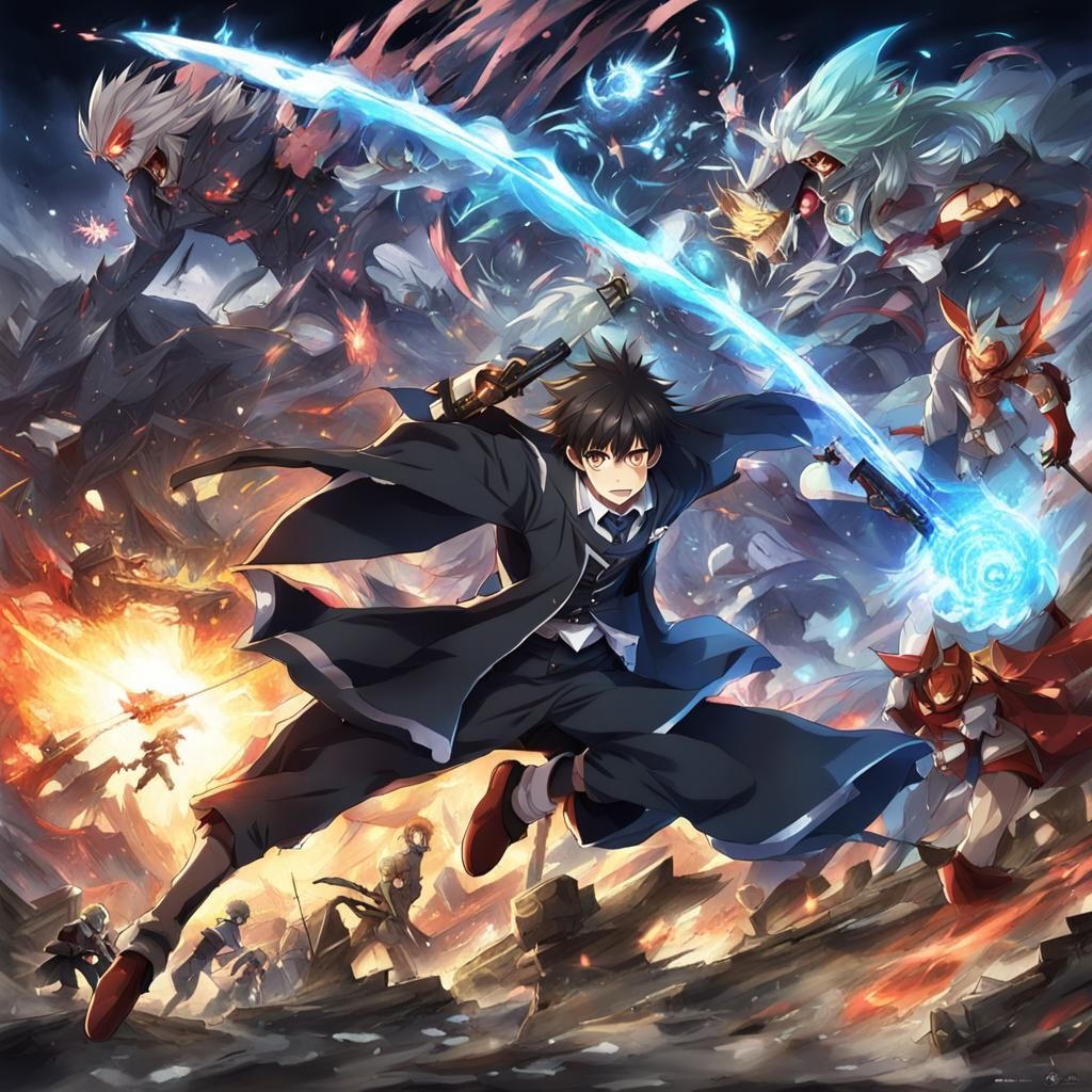 Anime Character Boss Battle in Manga Style