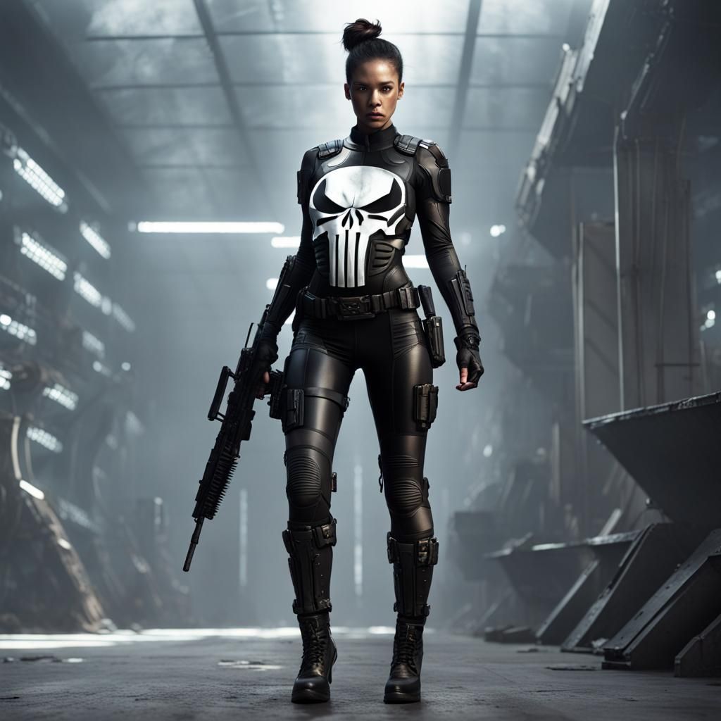 Futuristic Armored Warrior Woman in 8k