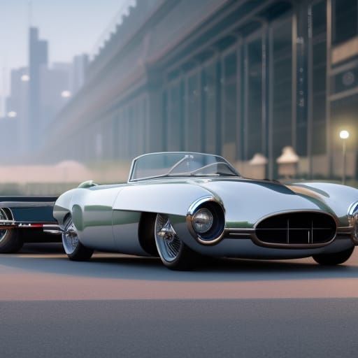 Cyberpunk Morgan Roadster Chase Scene, Digital Art