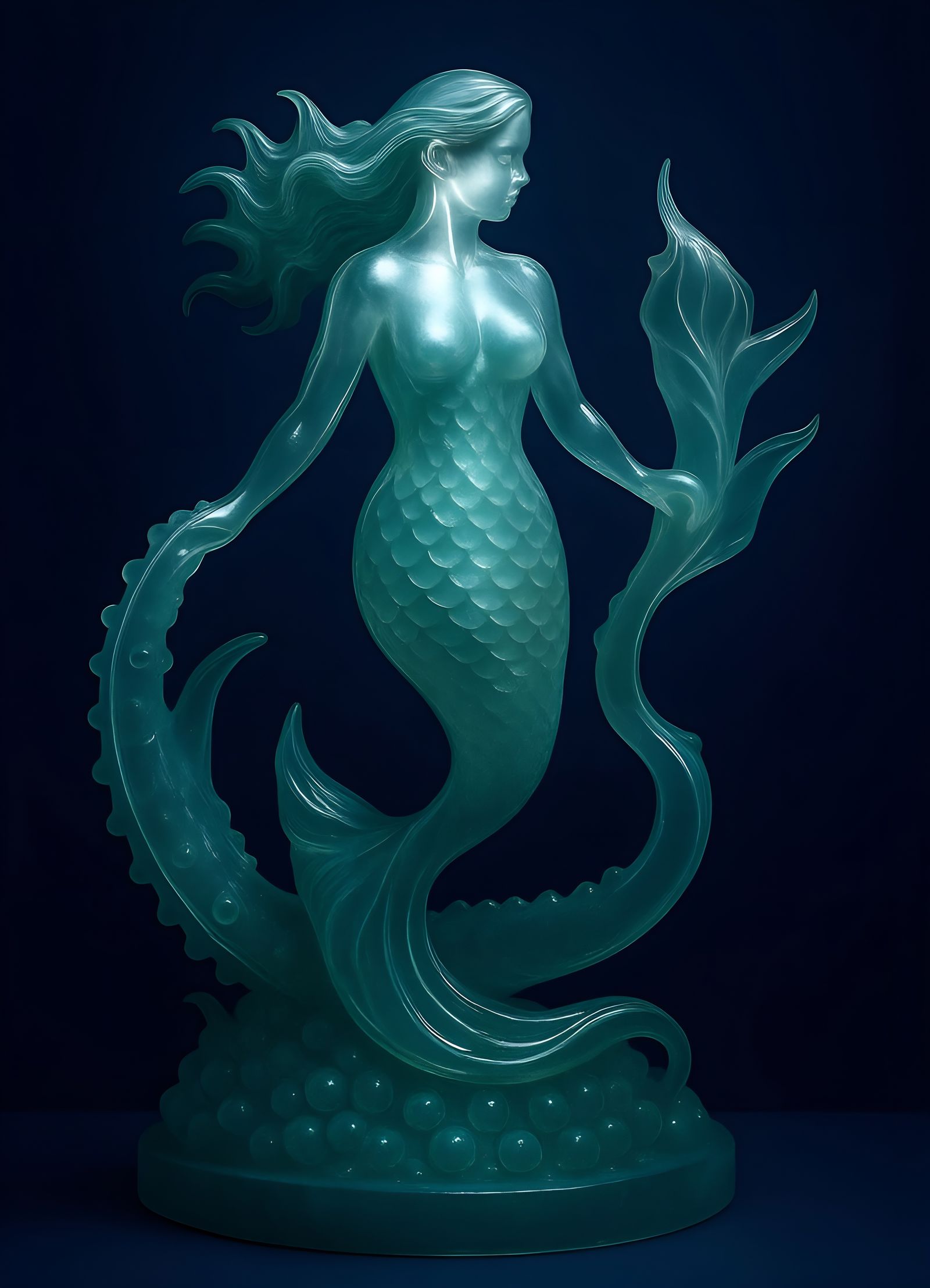 Hyper-Realistic Mermaid Sea Glass Sculpture