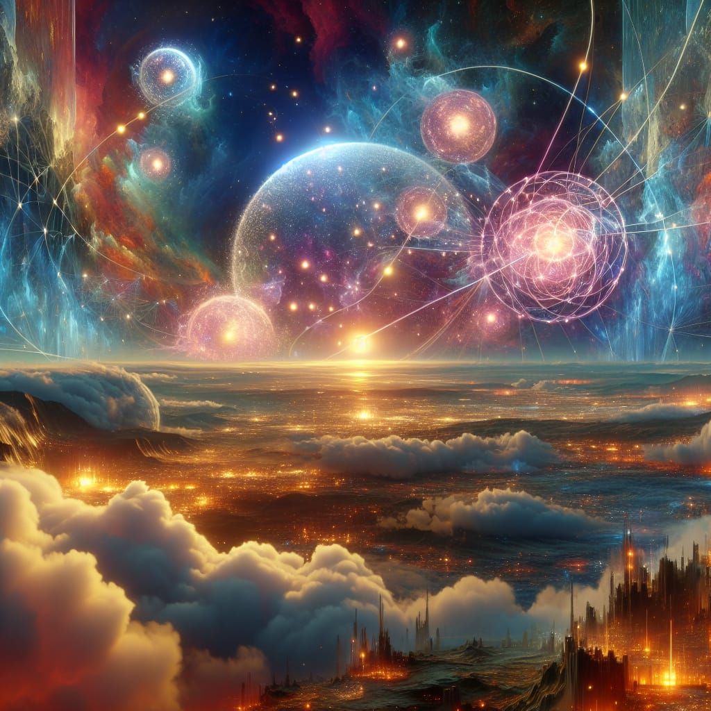 Quantum Field of Cosmic Intelligence: Detailed Matte Paintin...