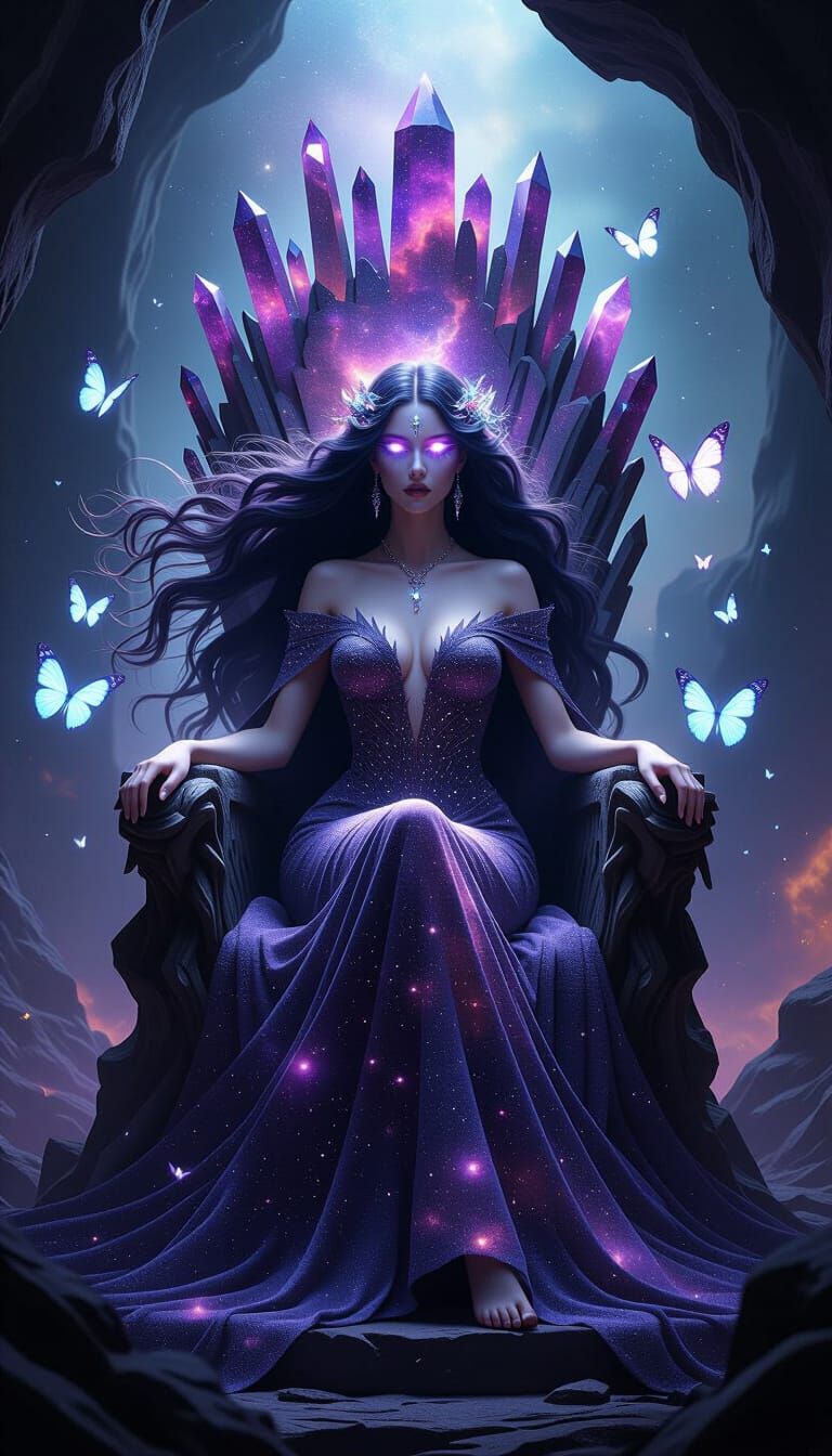 Cosmic Sorceress on Amethyst Throne Digital Art