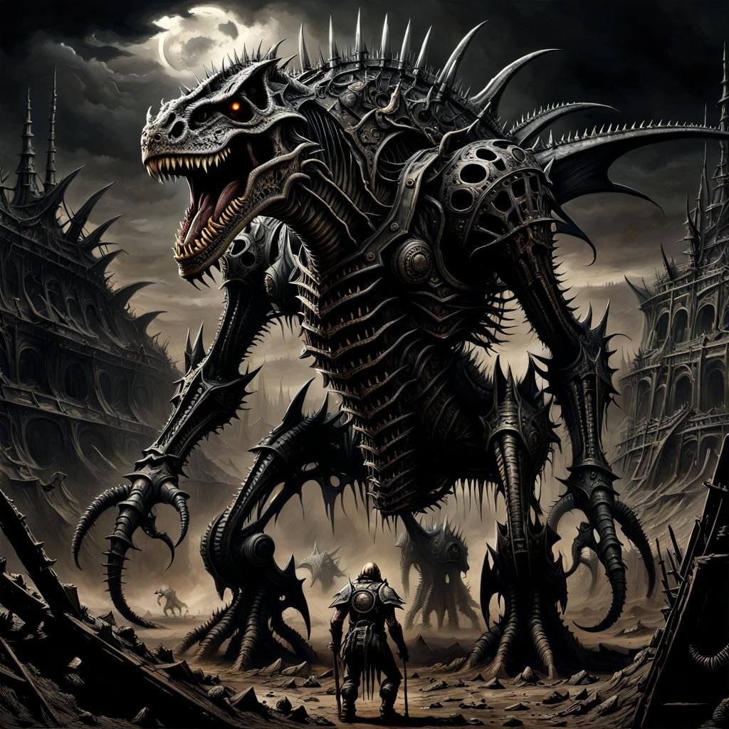 Colossal Daemonic War Monster in Dark Fantasy Art