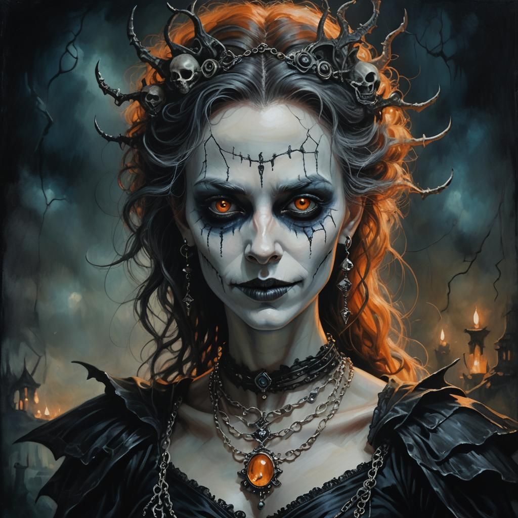 Dark Fantasy Necromancer Portrait in Gothic Style