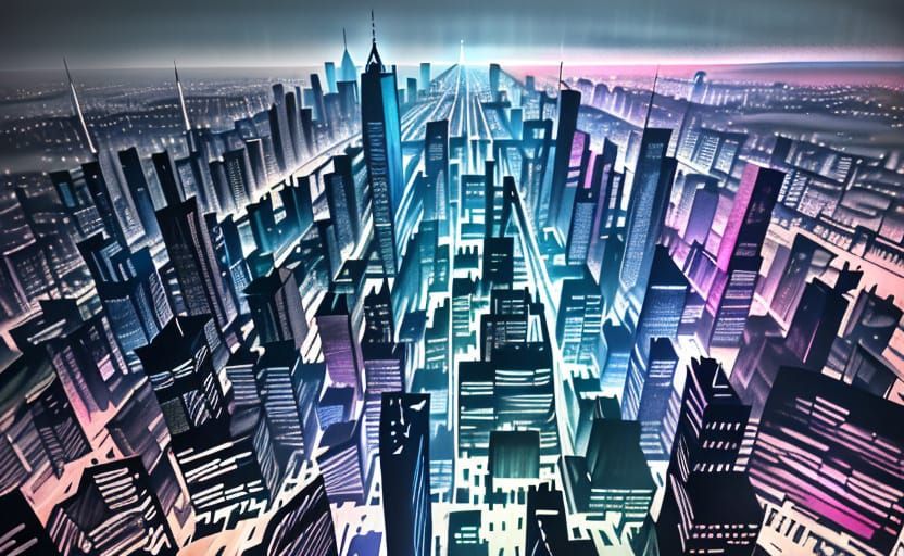 Abstract Cityscape in Rothko-Style Colorfield Painting