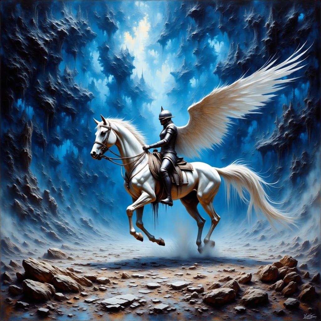 Celestial Knight on Moonlight Steed in Cosmic Battlefield