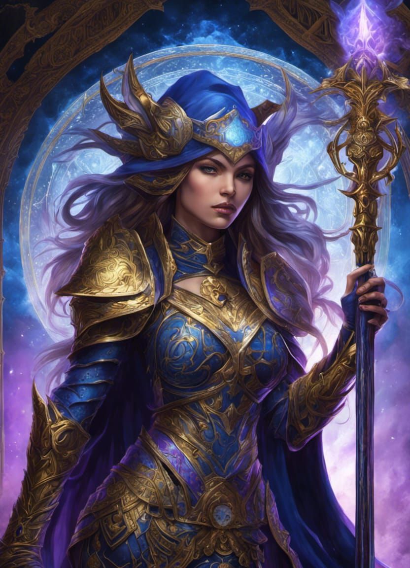 Young Sorceress Warrior in Epic Fantasy Armor