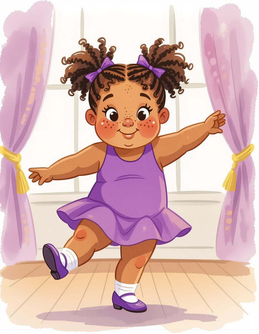 Enthusiastic Girl Tapping in Watercolor Style