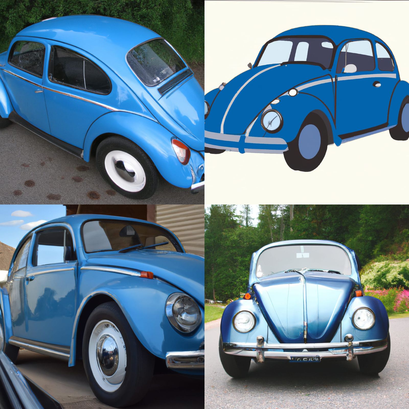 Classic Blue 1950s Volkswagen Beetle