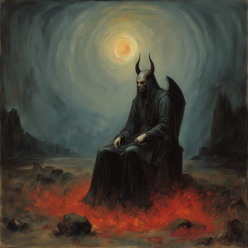 Brooding Satan on a Blackened Throne