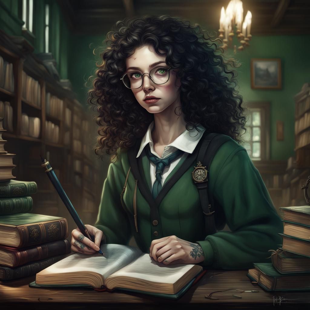 Evil Schoolgirl with Wand: Fantasy Concept Art