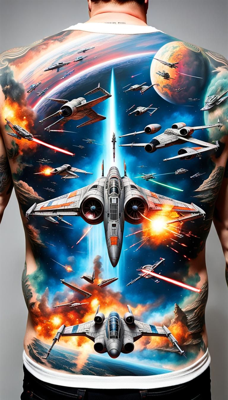 Scott Chapman-styled tattoo star wars Starfighter jets in a ...