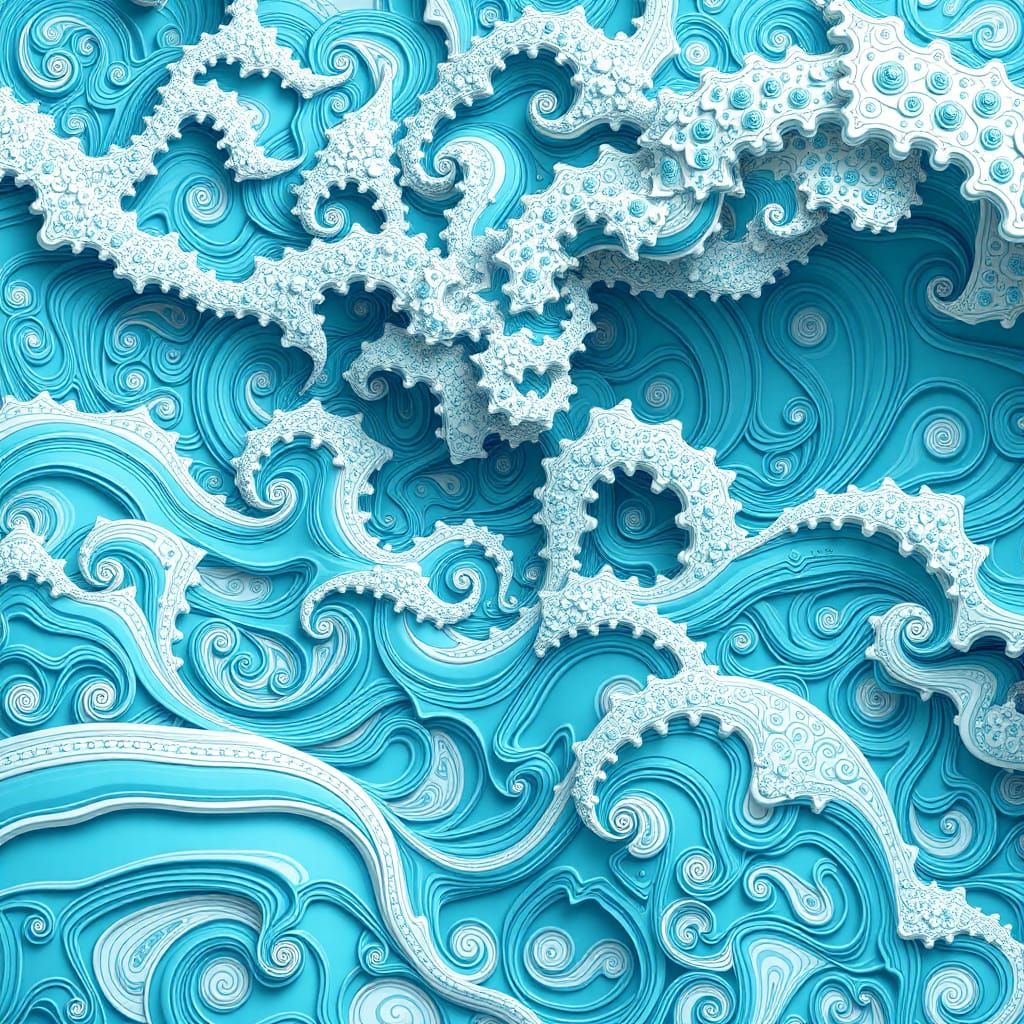 Ocean Waves as Abstract Vector Fractal Art