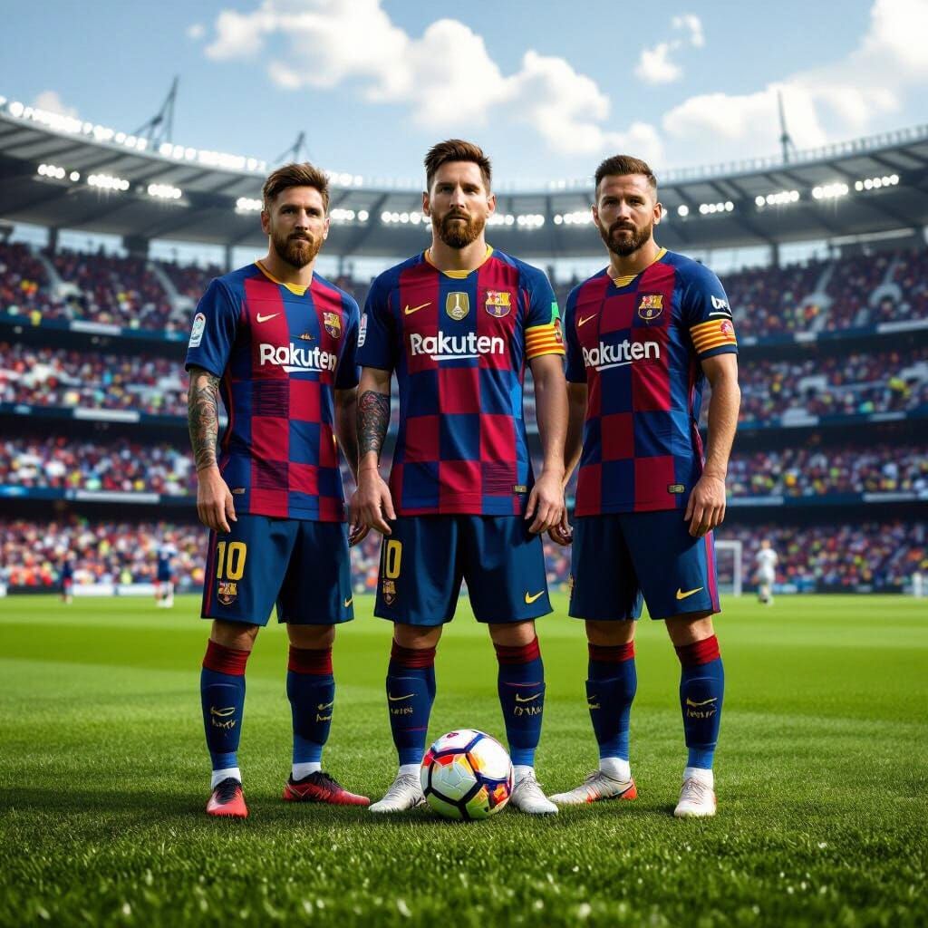 Messi and Soccer Stars: Photorealistic Stadium Scene