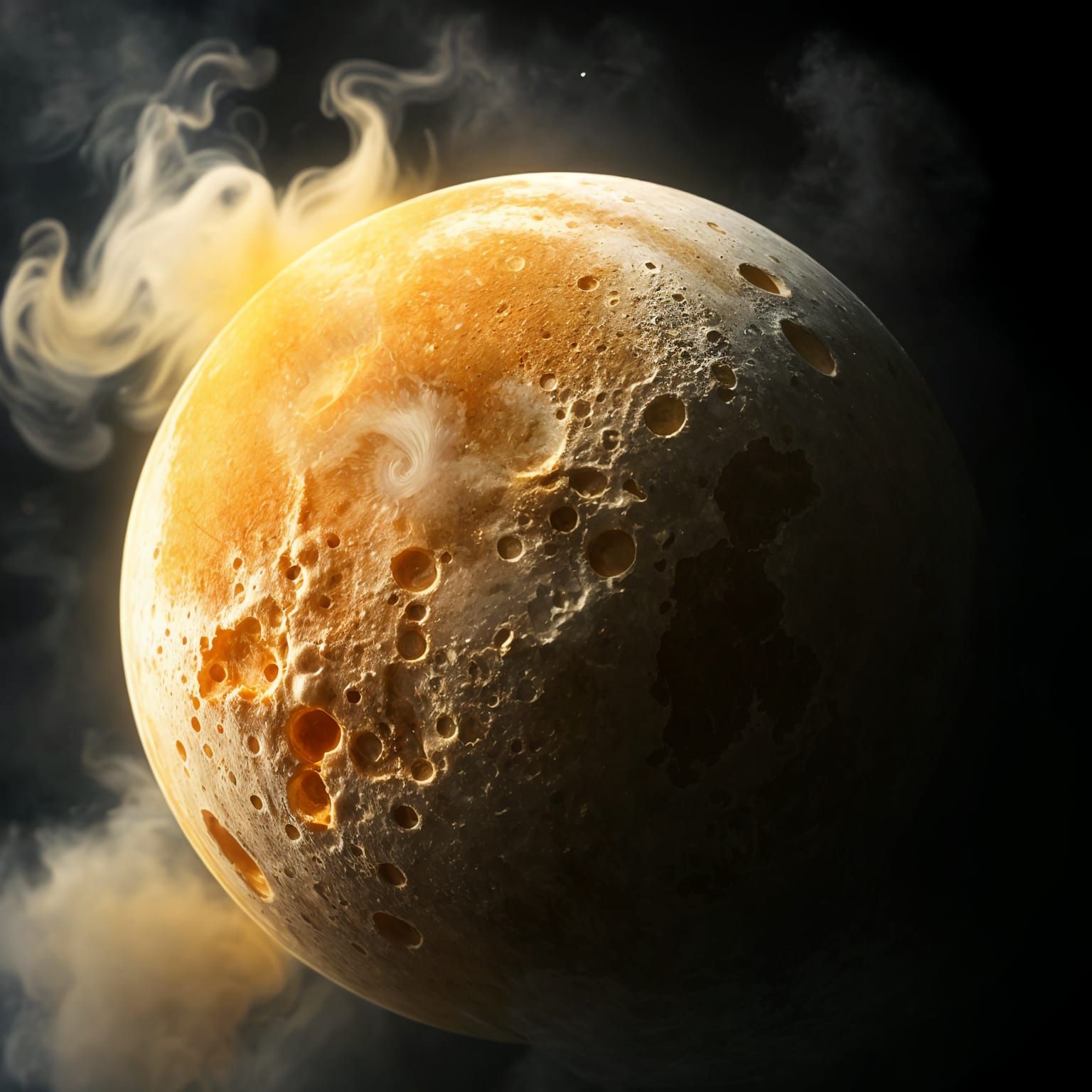 Hyperrealistic Moon Made of Cheese in Sharp Focus