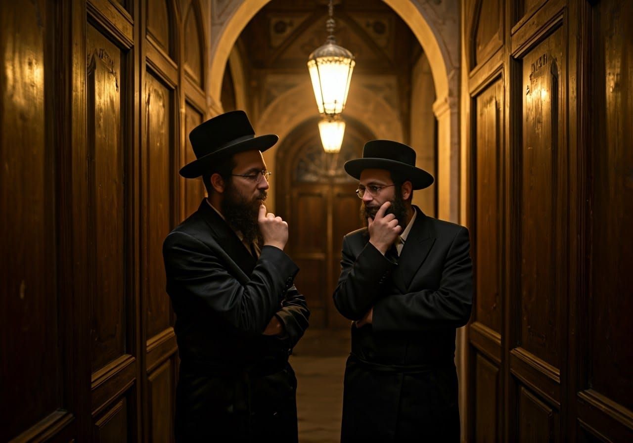Two Hasidic Men in Contemplation, Orthodox Jewish Synagogue ...