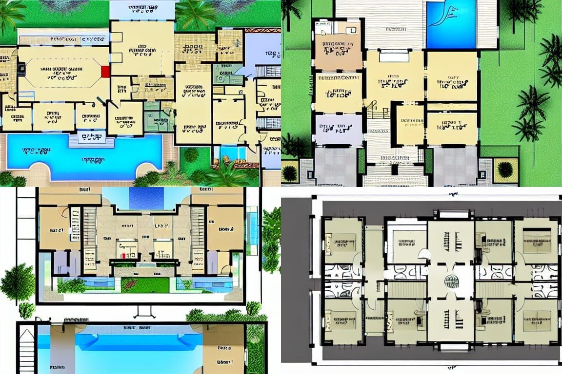 Architectural Floor Plan of a Grand House