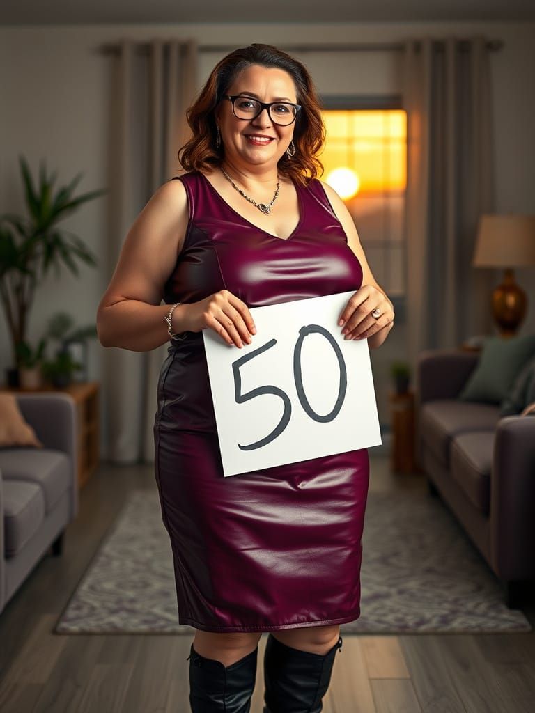 Photorealistic Portrait of a Woman Holding a Sign