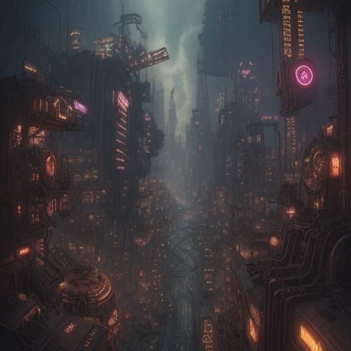 Steampunk Cyberpunk City in 64K Resolution
