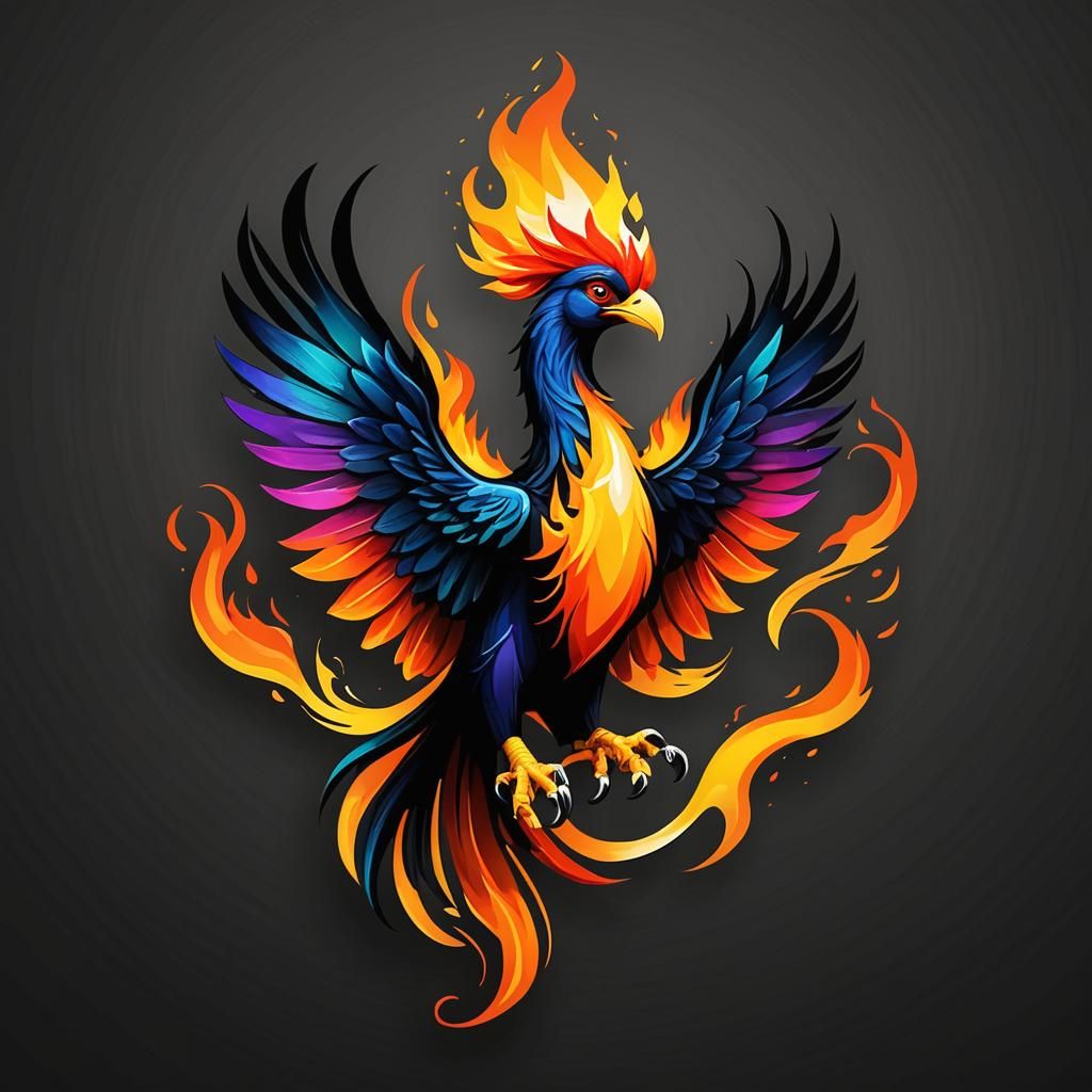 Majestic Phoenix Rising: Detailed Matte Painting in Vibrant ...