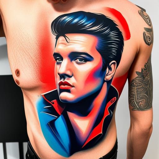 Elvis Presley Portrait Tattoo in Neo-Traditional Style