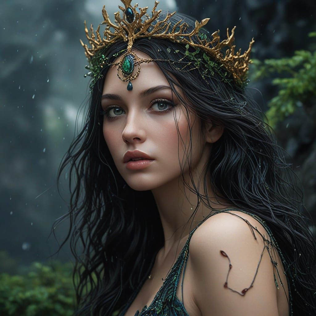 Ethereal Goddess Radiance in Dystopian Ruin