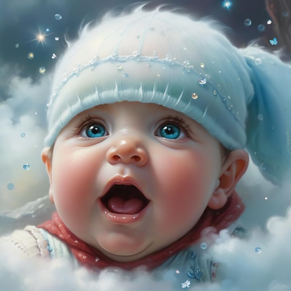 Ethereal Cute Baby in a Thomas Kinkade Style