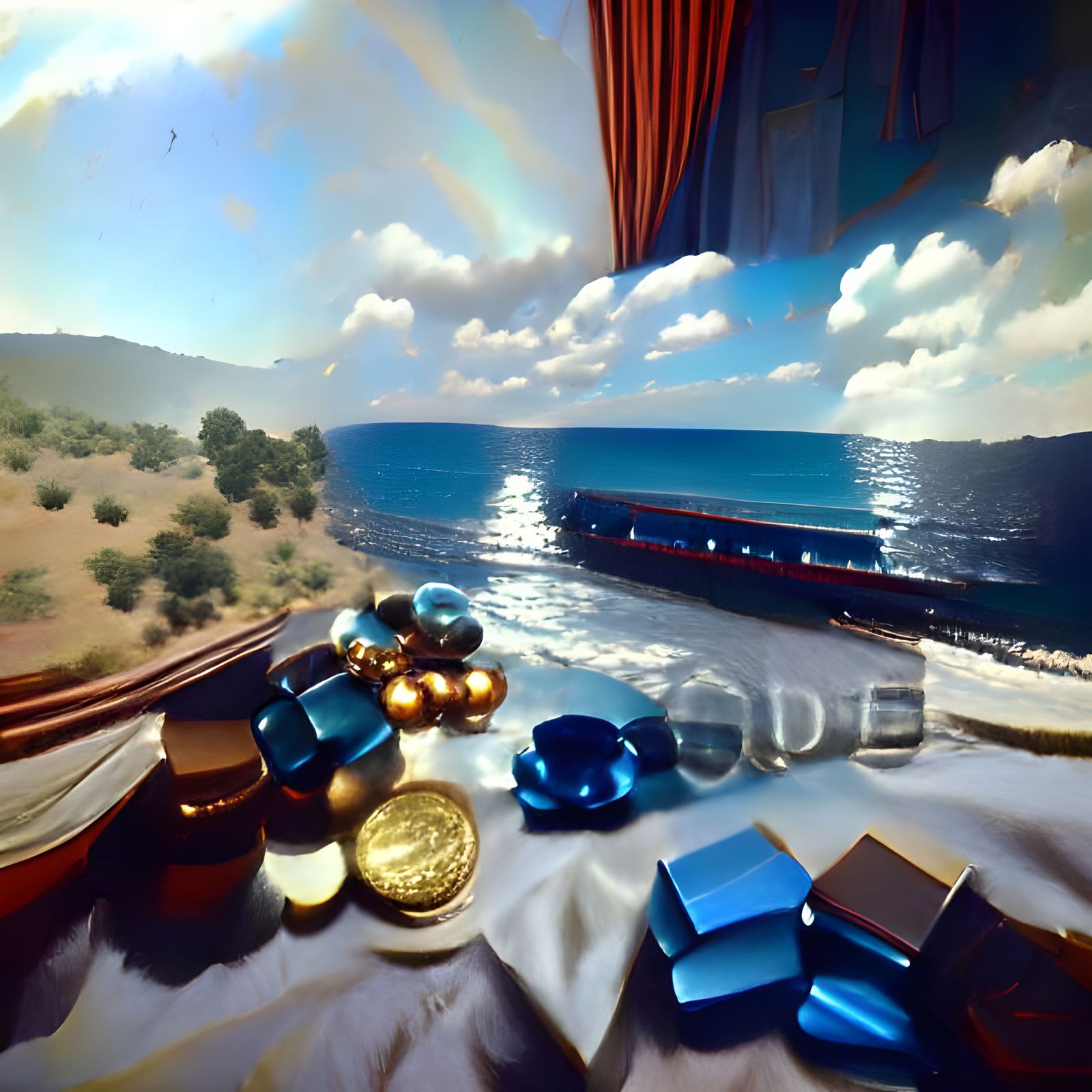 Endless Ocean Waves Reflected in a Mirror