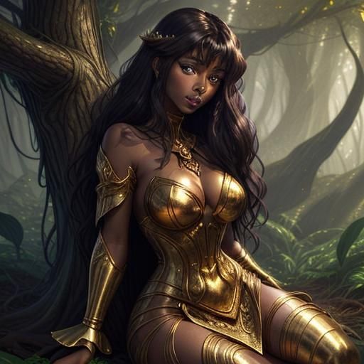 Dark Fantasy Woman in Art Nouveau Style