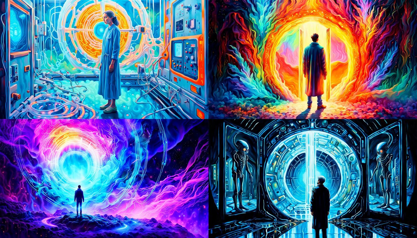 Futuristic Portal: Digital Consciousness on Canvas