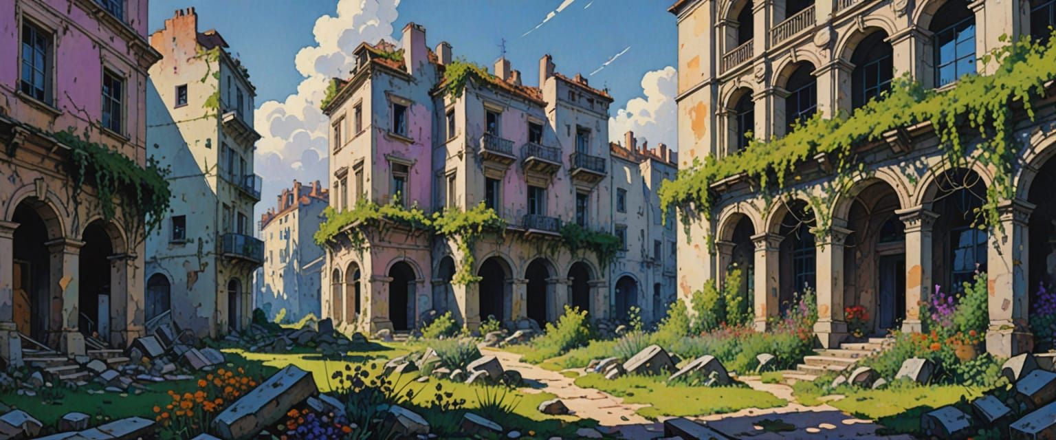 Impressionistic Ruins of a Modern City