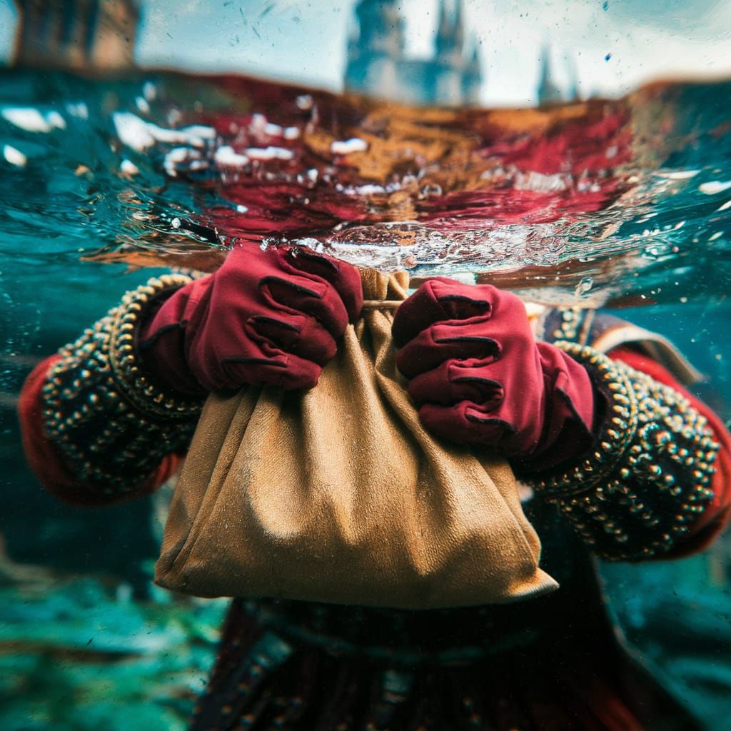 Regal Hands Unleash Treasure in Cinematic Underwater Scene