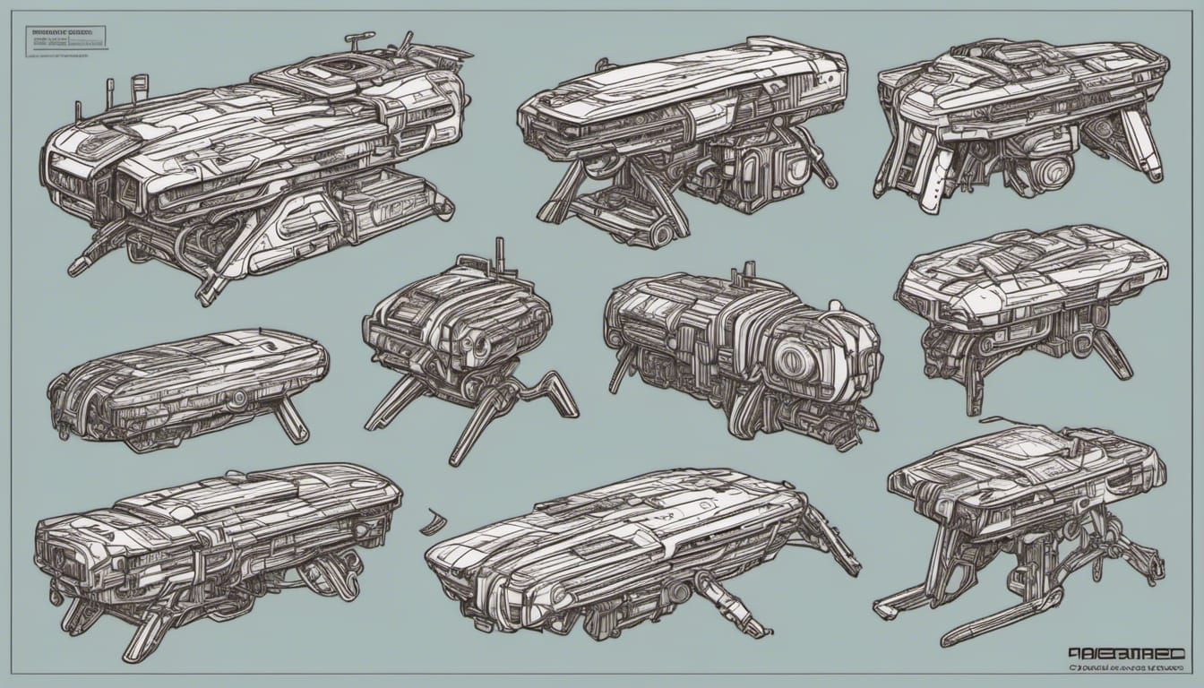 Cyberpunk Drone Concept Art: Technical Drawing