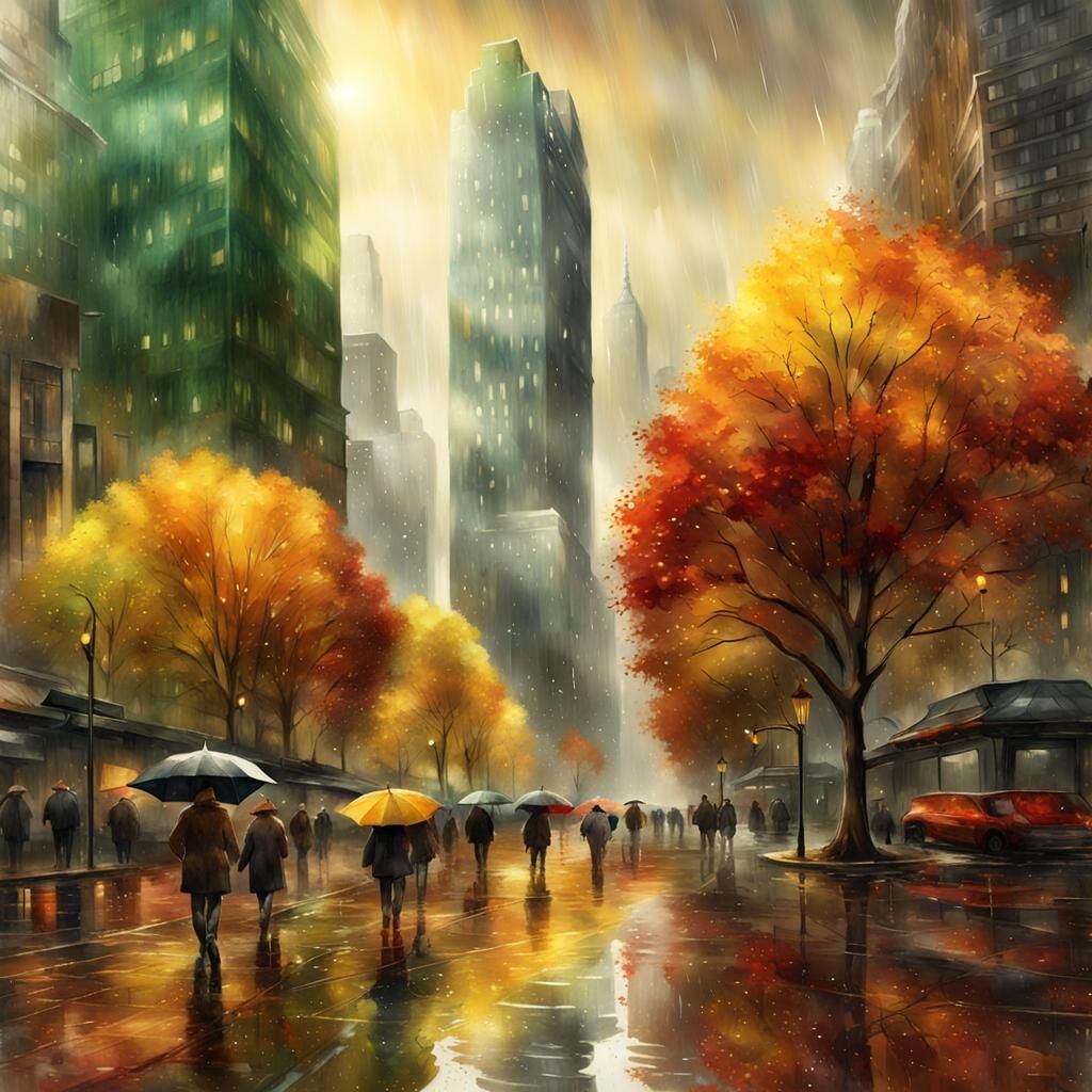 Autumn City Watercolor Painting in Unreal Engine