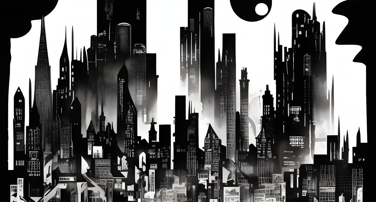 Ominous Art Deco City in Sin City Style