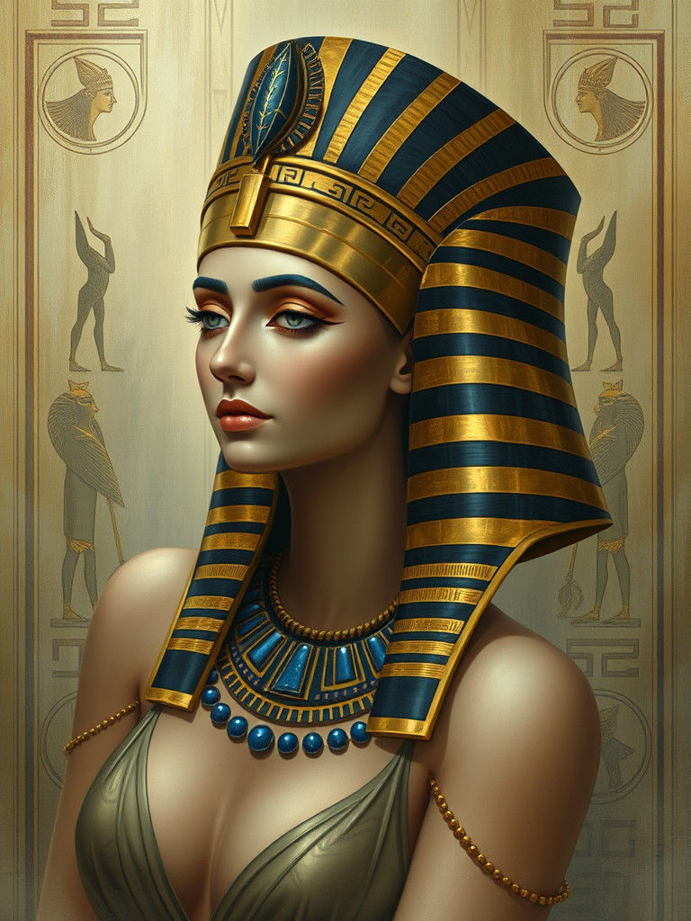 Cleopatra Portrait in Art Deco Egyptian Style
