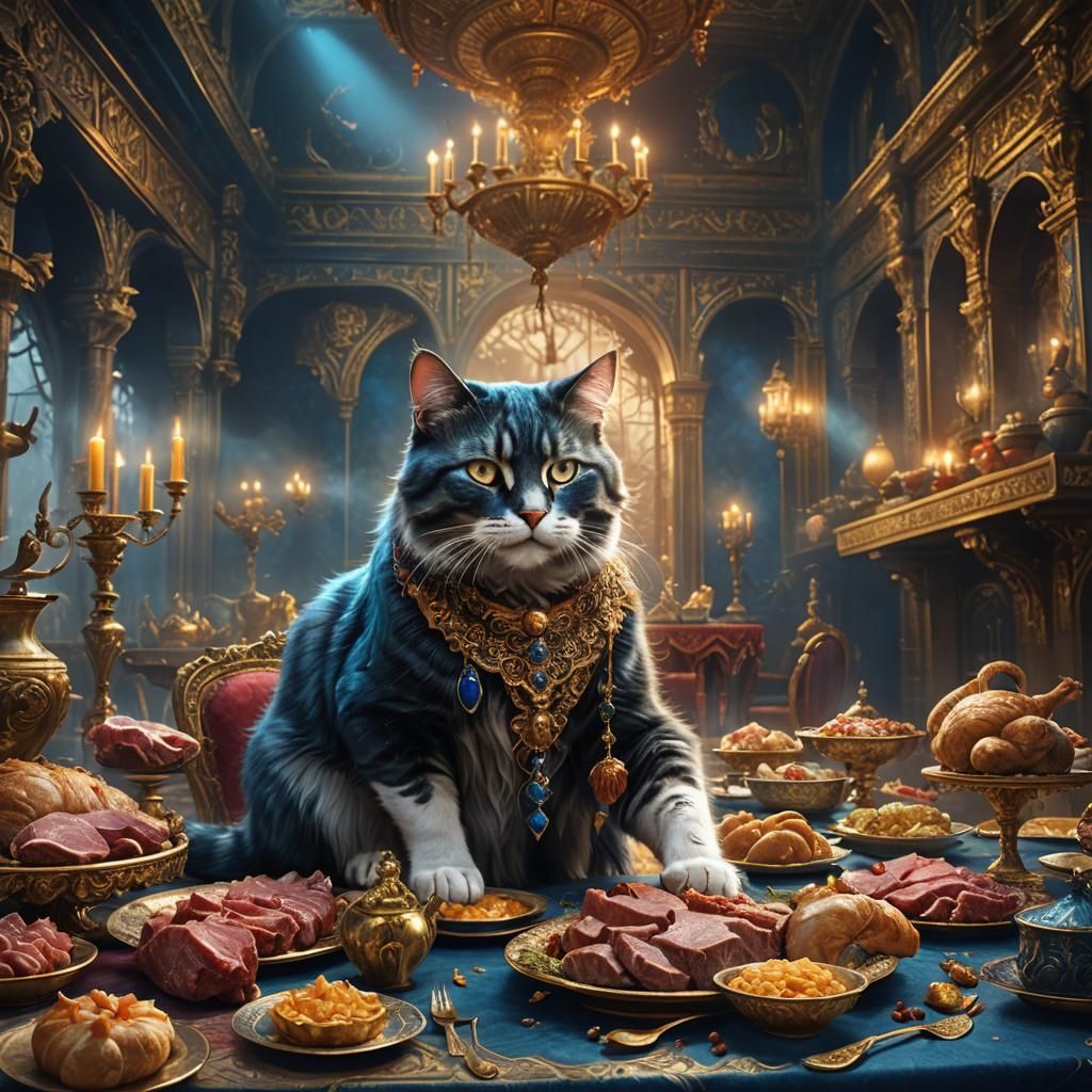 Cat's Lavish Meat Feast: Fantasy Concept Art