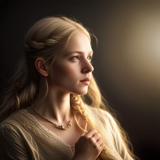 Girl in Wagon with Fairy Lights