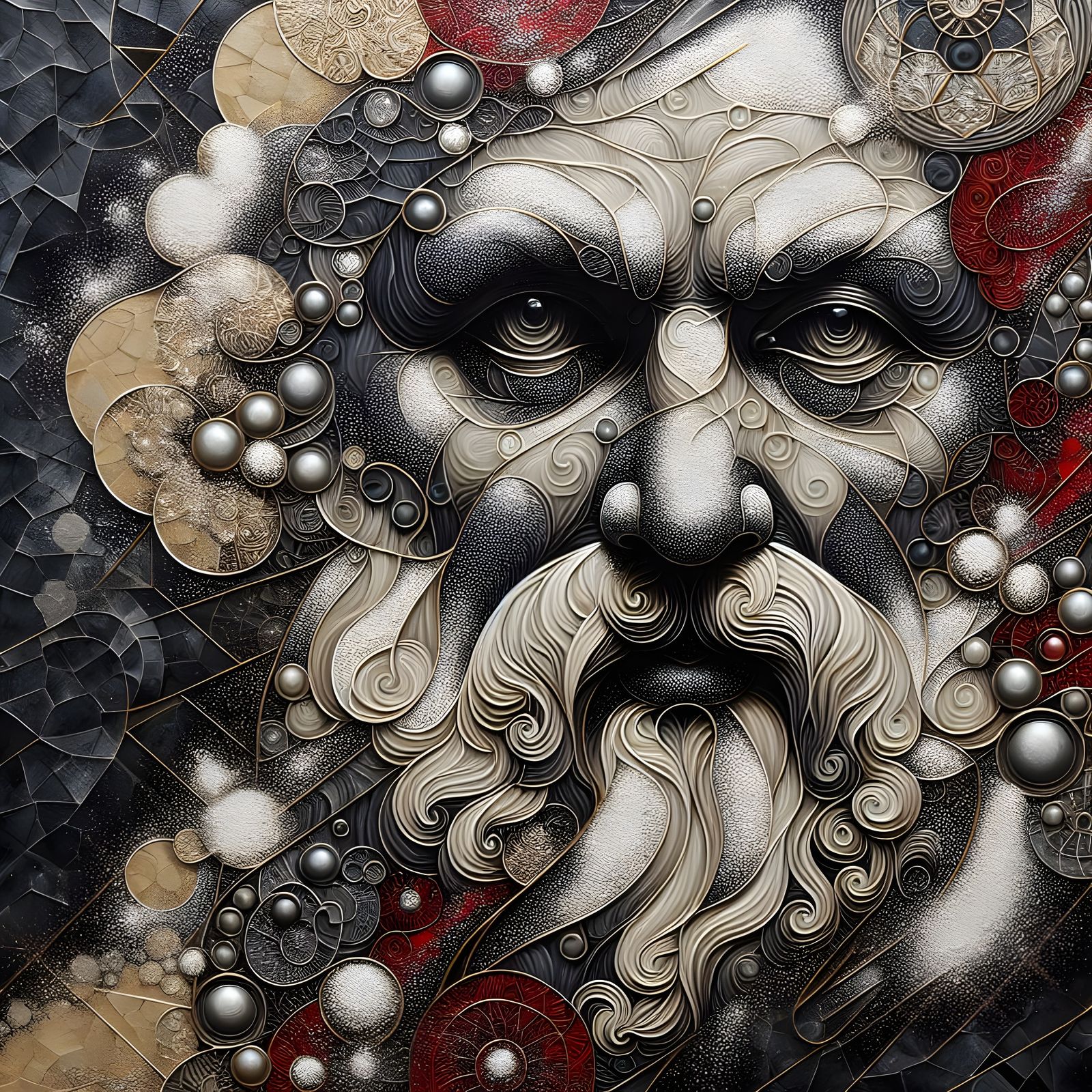 Abstract Socrates Portrait in Dark Obsidian with Gold Accent...