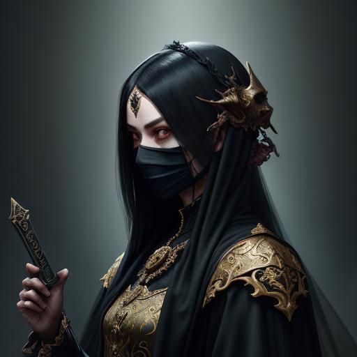 Gothic Vampire Portrait with Glowing Mask