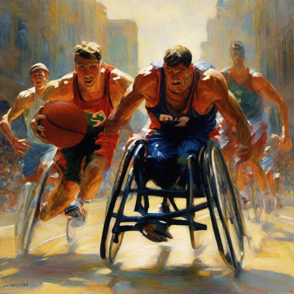 Wheelchair Basketball in Futuristic Sports Art Style