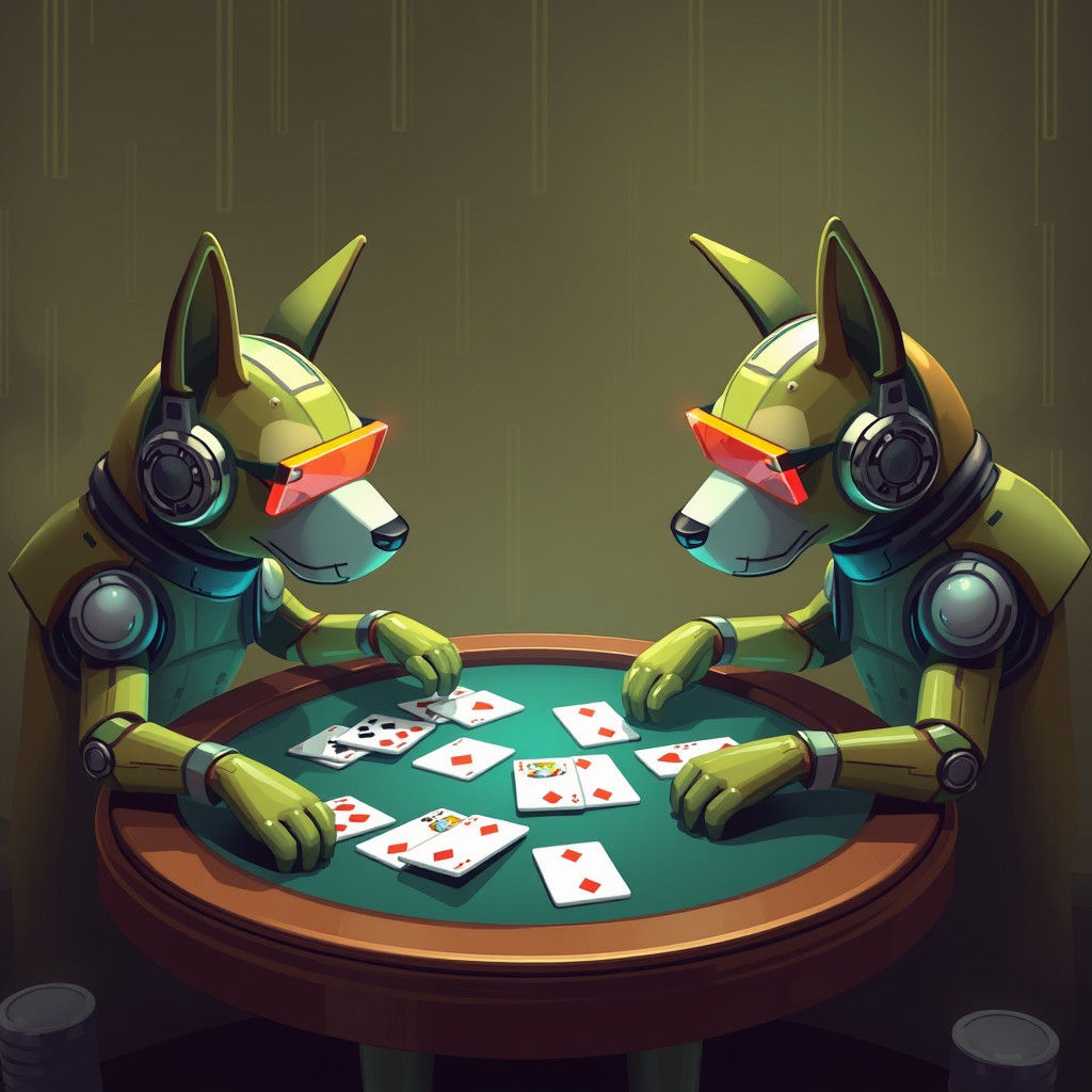 Android Dogs Play Poker in Vintage Style