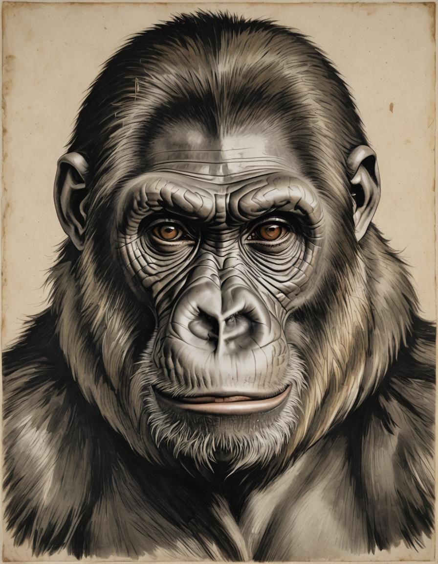 Ape Portrait in Holbein the Younger Style