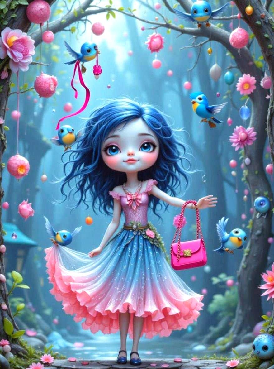 🐦Blue Birds Helping Girl Get Dressed for the Dance 👛🪄