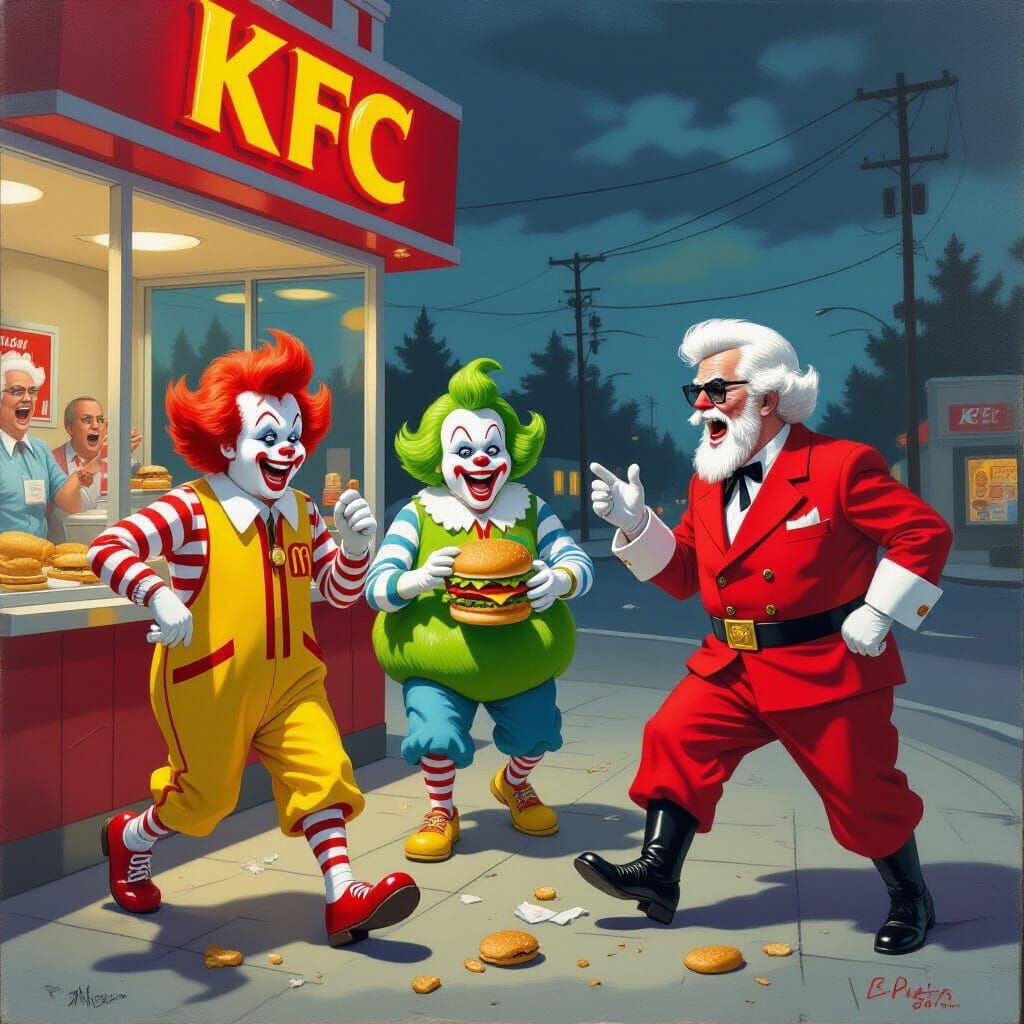 McDonald's Crew Invades KFC: A Surreal Food Fight