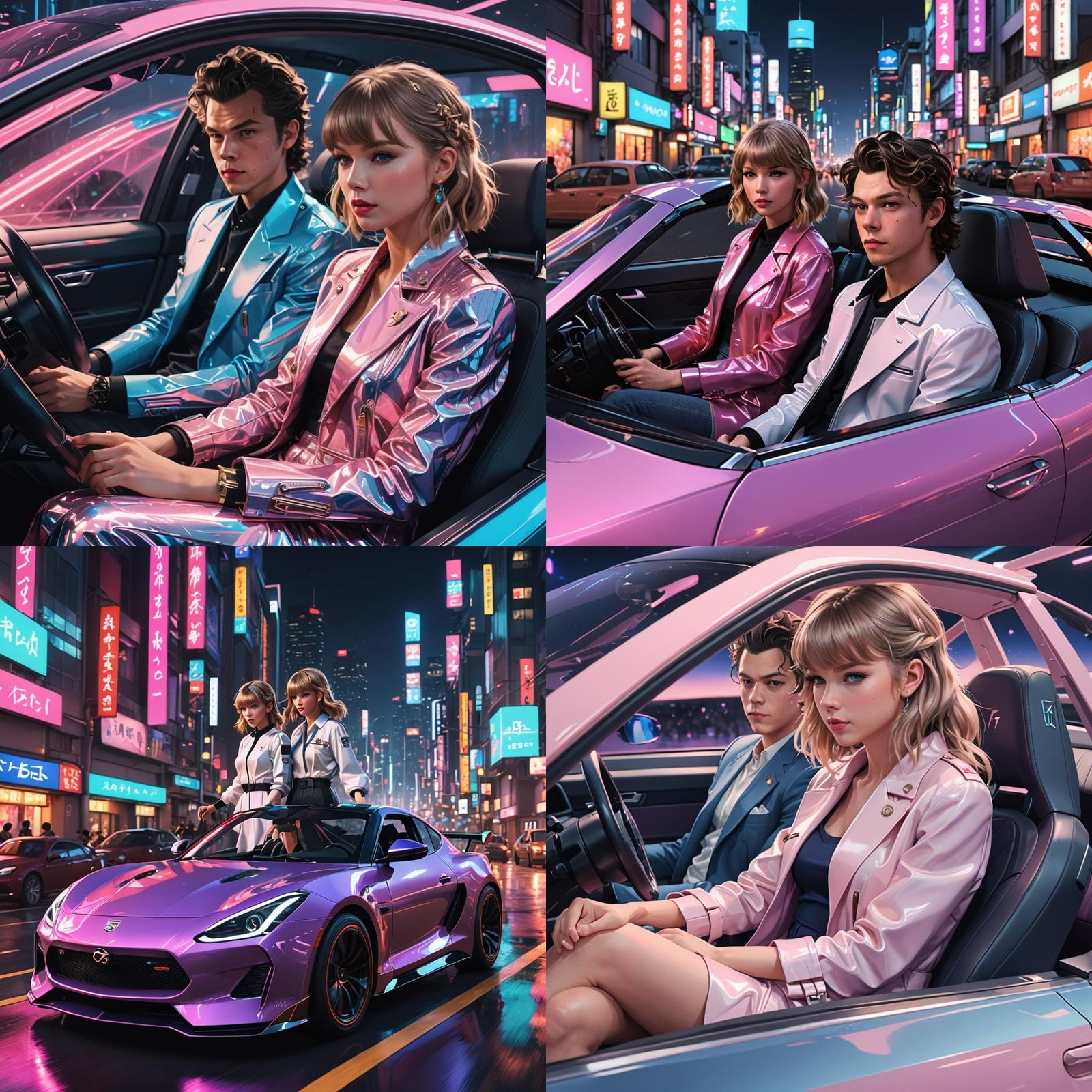 Anime-Style Car Scene: Detailed 3D Rendering