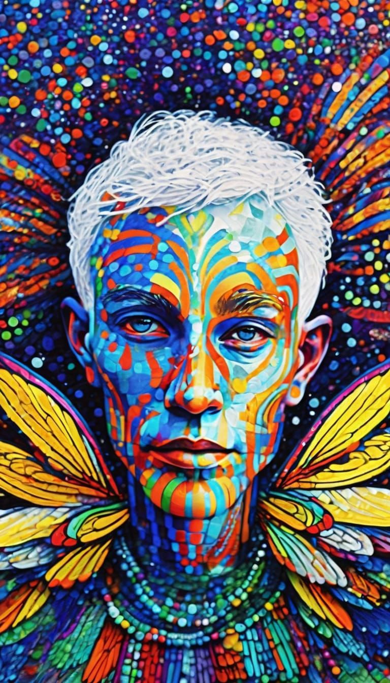 Fluorescent Fairy with Pointillist Patterns