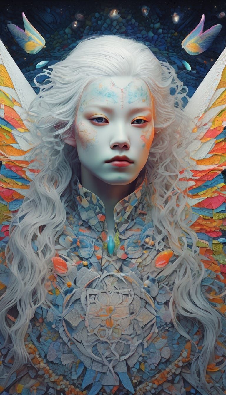 Ethereal Fairy Sojourner in Zentangle Pointillism Style